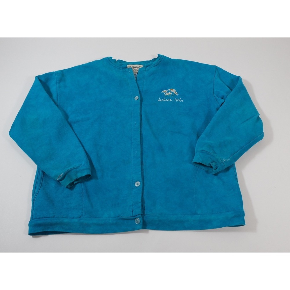 Guava Beach Cardigan Womens M Blue Jackson Hole Vintage Button Front Sweatshirt
